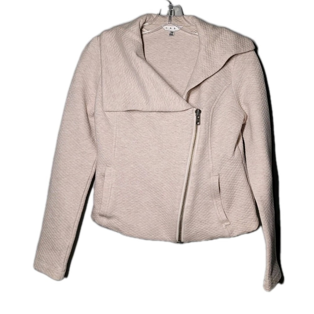 Cabi Womens Size XSmall 913 Ryder Moto Quilted Jacket Front Zip Beige